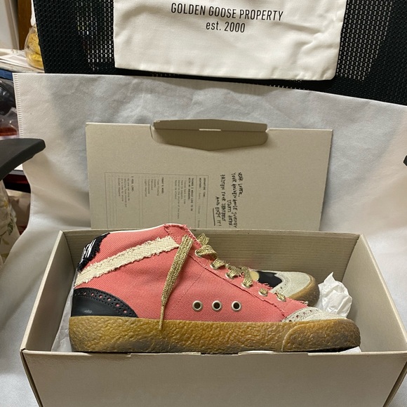 NIB Golden Goose Midstar Salmon Canvas & White Star Sneaker,38 - Picture 8 of 16